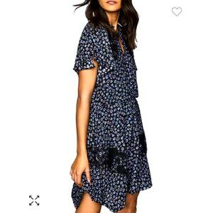 Reiss Floral Print Black Dress